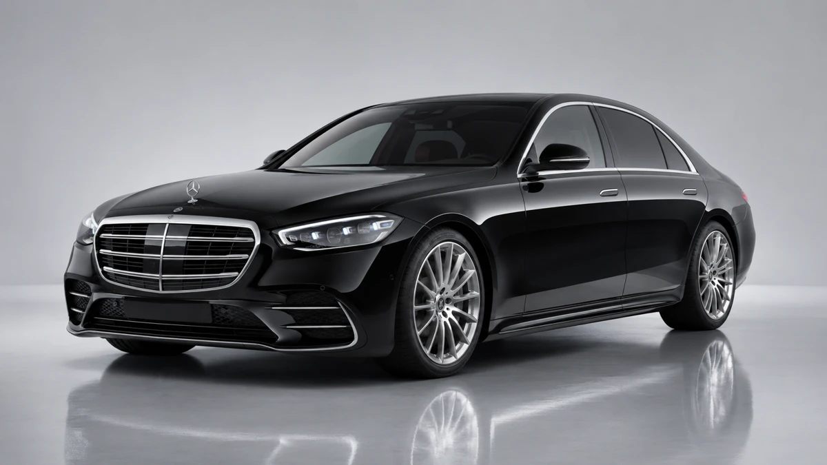 Black chauffeur-driven luxury sedan staged for a private Niagara transfer